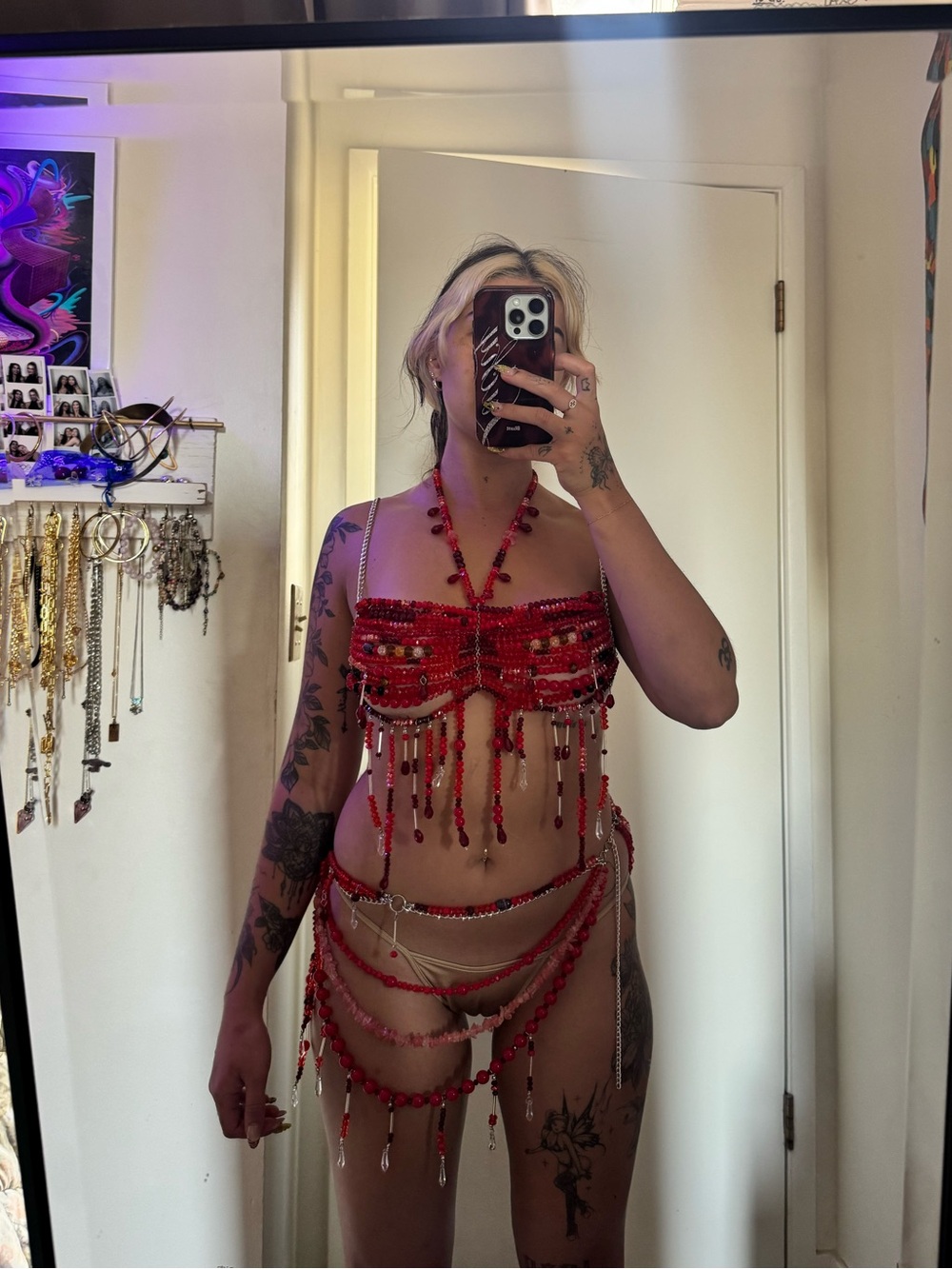 Hand made Red Beaded Set